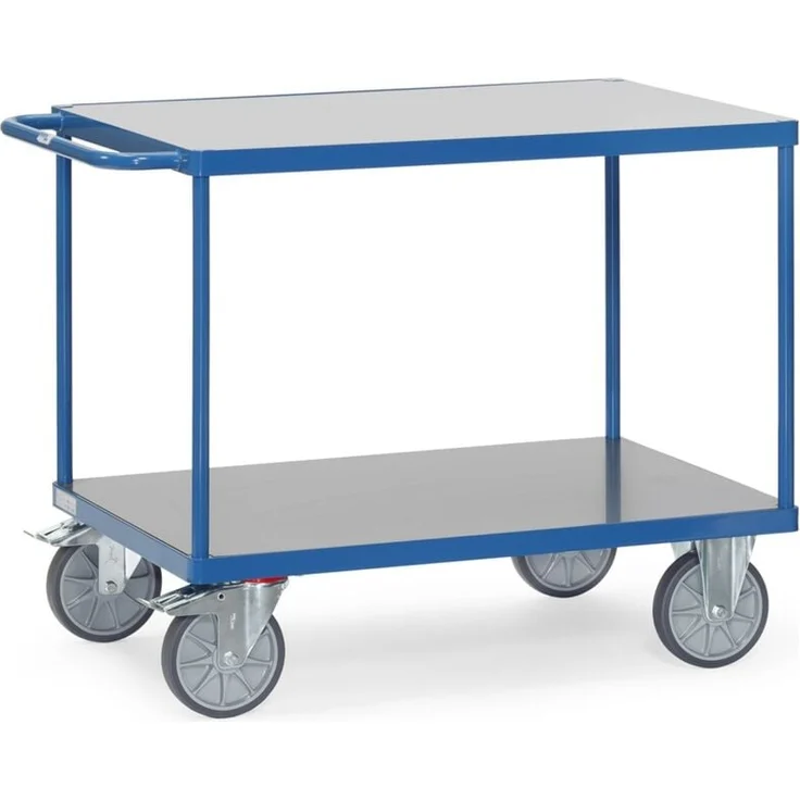 Fetra Tischwagen mit Hart-PVC Plattformen, 1200 x 800 mm, tragfähig bis 600 kg, pulverbeschichtet blau