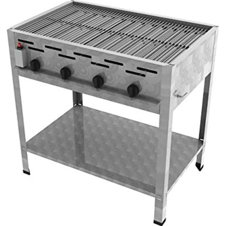 ChattenGlut Gasbräter 4-flammig, Profi Gastrogerät mit 14,7 kW Leistung, Edelstahl, Piezozündung und thermischer Flammüberwachung – Bild 1
