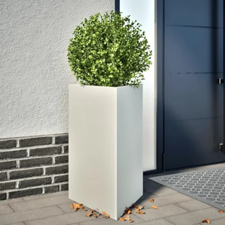 vidaXL Pflanzkübel 2 STK. Weiß Dreieckig 50x43x75 cm Stahl, rostbeständig und stabil – Bild 2