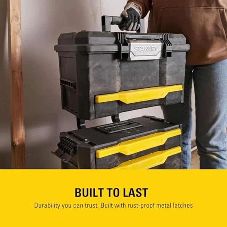Stanley Rollende Werkstatt aus Metall-Kunststoff 1-79-206 ? Werkzeugwagen leer mit 3 modularen Einheiten ? Vielseitige Werkzeugbox für Kleinteile und große Werkzeuge – Bild 11