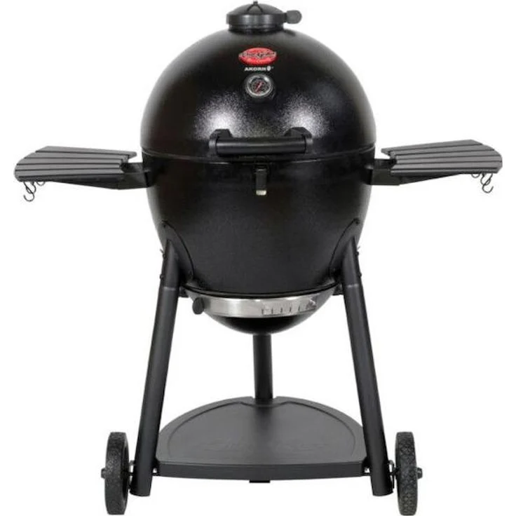 Kamado Joe Char-Griller Akorn 20-Zoll Kamado-Holzkohlegrill, schwarz mit Gusseisengrillgitter und Edelstahl-Heissholz