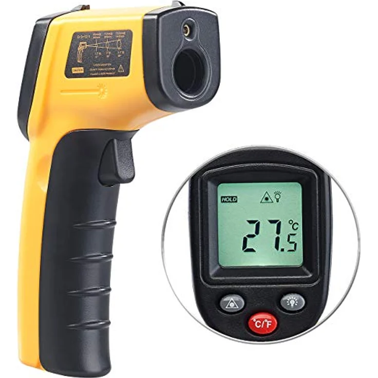 AGT Laserthermometer: Berührungsloses Infrarot-Thermometer mit Laserpointer, -50 bis +380 °C (Infrarot Temperaturmessgerät, Laser Thermometer Küche, Heizungsthermostat) – Bild 1