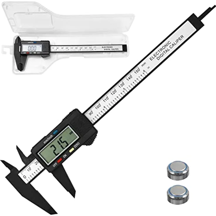 Gvolatee 150 mm/6" Digital Messschieber, präzise Kohlefaser Schieblehre mit großem LCD-Bildschirm und ZERO-Funktion