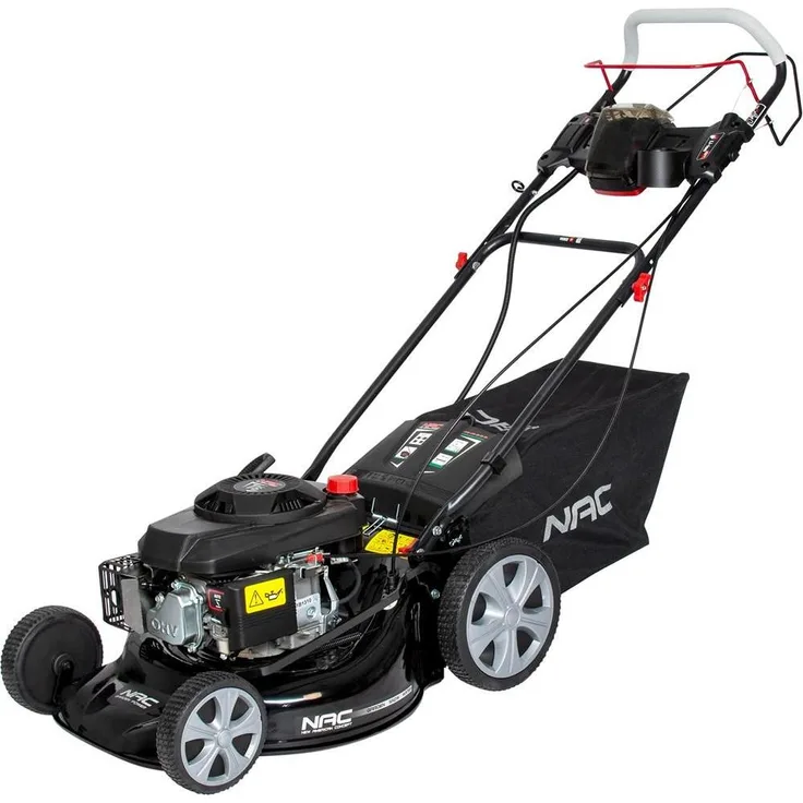 NAC DRIVE LS46-146-HS-ES-NG, Benzin-Rasenmäher mit Elektrostart, 46 cm Schnittbreite, 7 einstellbare Schnitthöhen, für Rasenflächen bis 1000 m²