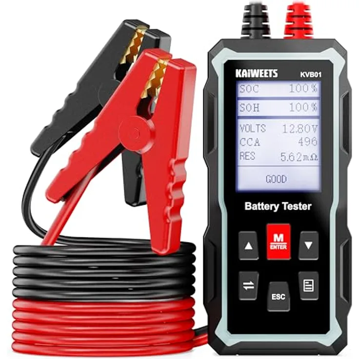 KAIWEETS KVB01 Batterietester KfZ 12V 24V, 100-2000CCA Autobatterietester Lasttester mit umfassender Batterieanalyse, für LKW Schiff SUV Boot