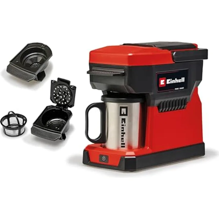 Einhell Akku-Kaffeemaschine TE-CF 18 Li-Solo Power X-Change (18 V, 240 ml Wasserbehälter, für Filterkaffee & Kaffeepads, Tragegriff, inkl. Kaffeetasse mit Deckel, ohne Akku)