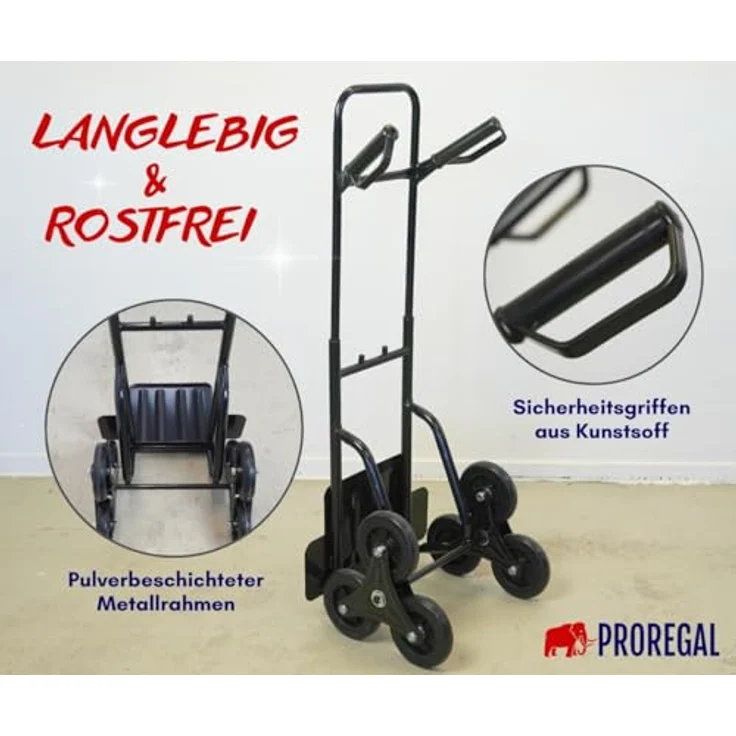 PROREGAL® Sackkarre ODIN, Traglast 200 kg, klappbar, mit Lufträdern, Blau, HxBxT 119x55x44 cm – Bild 7
