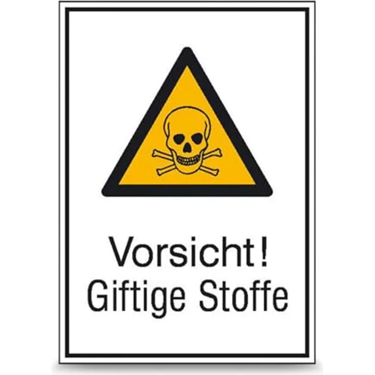 Betriebsausstattung24 Warn-Kombischild "Vorsicht! Giftige Stoffe", geprägtes Aluminiumschild, 26,2 x 37,1 cm, UV- & witterungsbeständig, für Innen- und Außenbereich