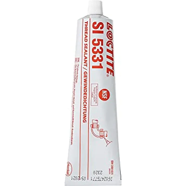 Loctite SI 5331, Flüssige Gewindedichtung für Rohrleitungen, vibrationsbeständig, Acetoxy-Silikon, Weiß, 1x100ml