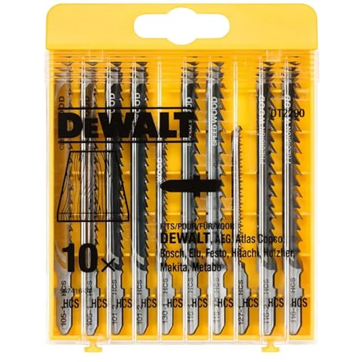 DeWalt HCS-Stichsägenblätter (10-tlg. Set, für Holz, für den Einsatz in Stichsägen (Kabel und Akku), bestehend aus 2x DT2175, 2x DT2177, 1x DT2050, 2x DT2186, 1x DT2168, 2x ST2075) DT2290 – Bild 3
