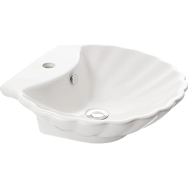 NEG Waschbecken Uno38A (Muschel-Form/oval) Aufsatz-Waschschale/Waschtisch (weiß) mit geschwungenem Rand und Nano-Beschichtung – Bild 3