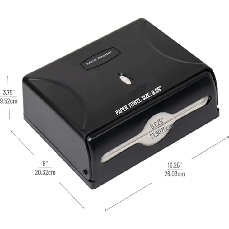 Mind Reader PTWIDE-BLK, Papierhandtuchspender mit Multipliegung, Wandmontage, exotisches Design, Farbe Schwarz – Bild 3