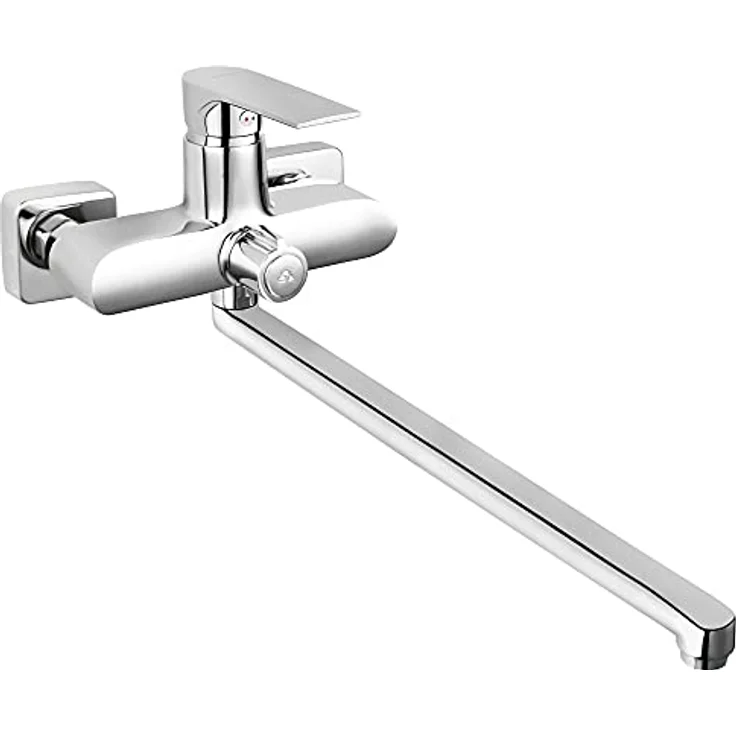 FERRO Algeo SQUARE Mischbatterie mit schwenkbarem Auslauf, extralang, verchromtes Messing – Bild 1