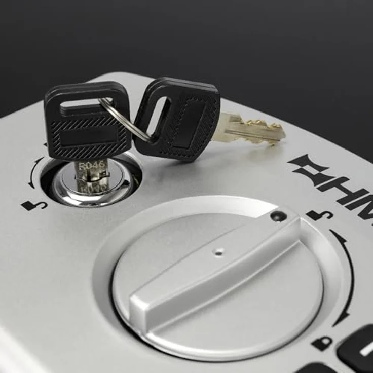 HMF Geldkassette kleiner Tresor mit Elektronikschloss, Dokumentensafe für DIN A4 Dokumente, 32,5 x 25,5 x 12,5 cm, in elegantem Schwarz – Bild 5