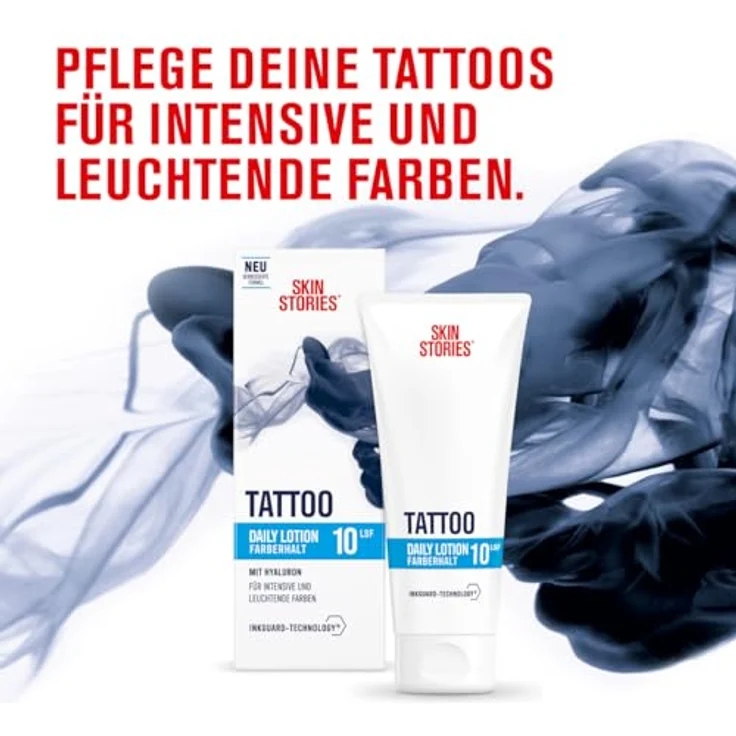 Beiersdorf SKIN STORIES Daily Lotion (100 ml), feuchtigkeitsspendende Tattoo Creme mit InkGuard-Technology®, Hyaluron und LSF 10 für intensive Farben und Farberhalt – Bild 3