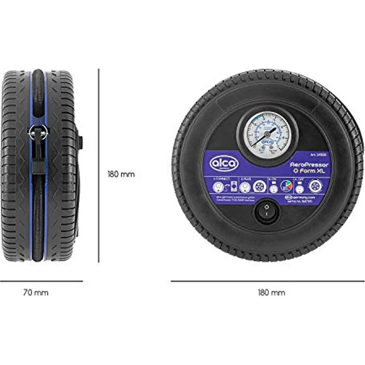 alca® Kompressor mini in O Form, elektrische Auto Luftpumpe 12V Luftkompressor, Zigarettenanzünder – Bild 4