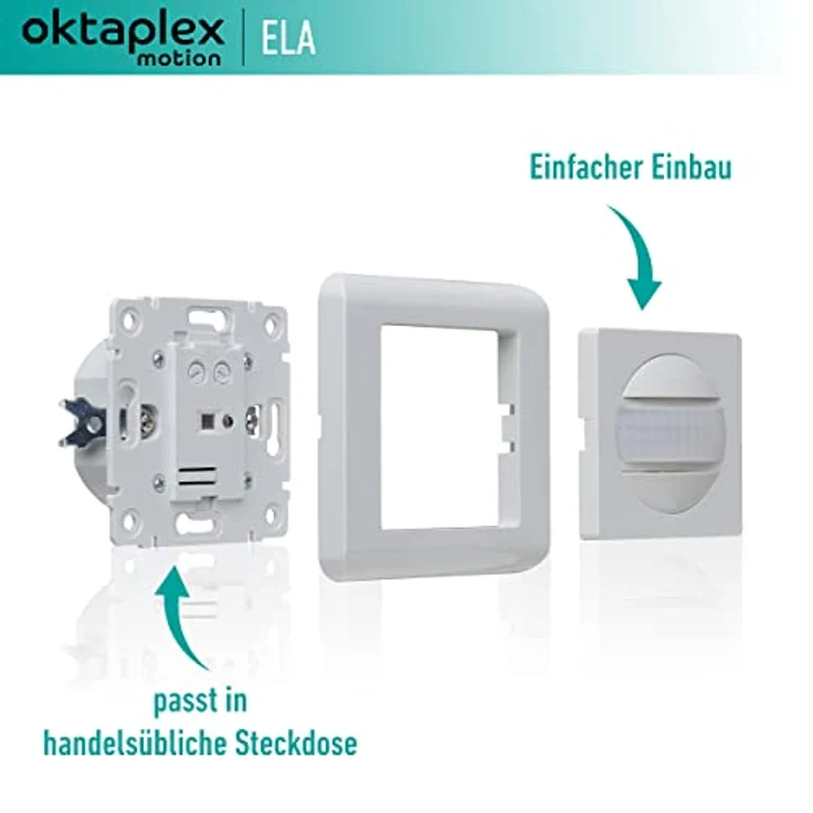 Oktaplex Ela 2er Set Bewegungsmelder Unterputz 160° Infrarot-Sensor 9m Reichweite 230V Hohlwanddose weiß mit Dämmerungssensor – Bild 4