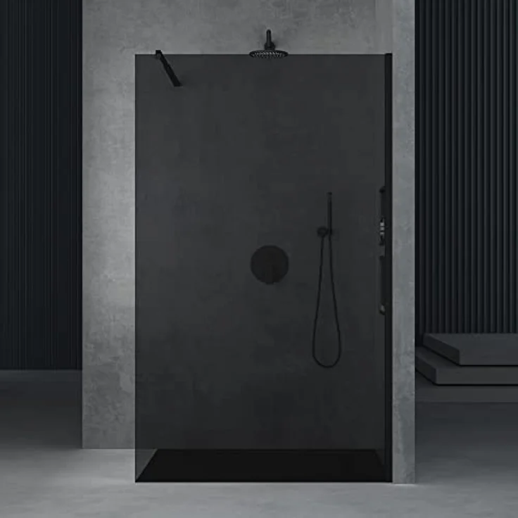 Mai & Mai Duschwand Bremen Schwarz Profil mit Nano Glas, Einscheibensicherheitsglas, Design Walk-In Duschabtrennung, variabler Wandabstand 70-120cm, einfache Montage – Bild 2