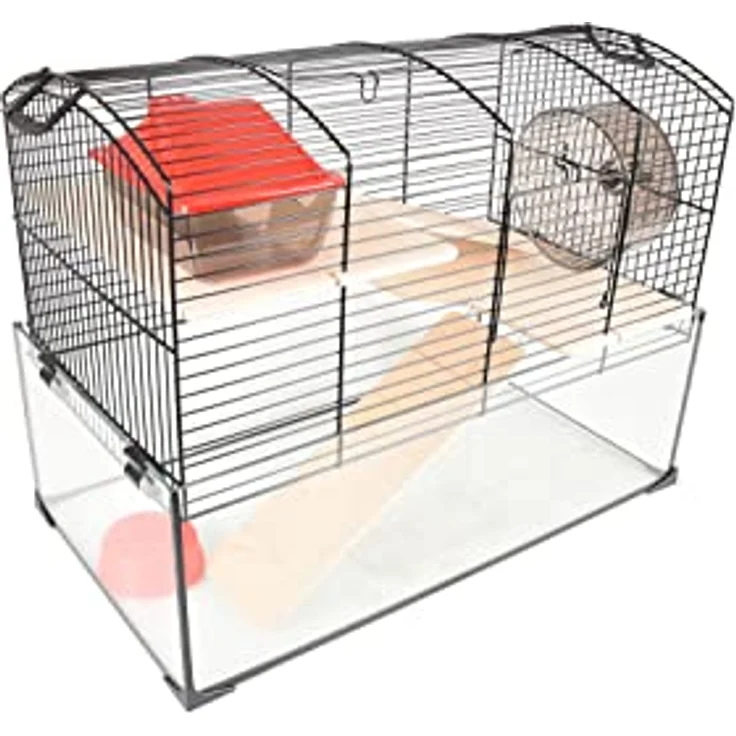 Flamingo HAMSTERKÄFIG VITRU SCHWARZ 1 51,5x29x40CM, Metall, Glas und Holz – Bild 2