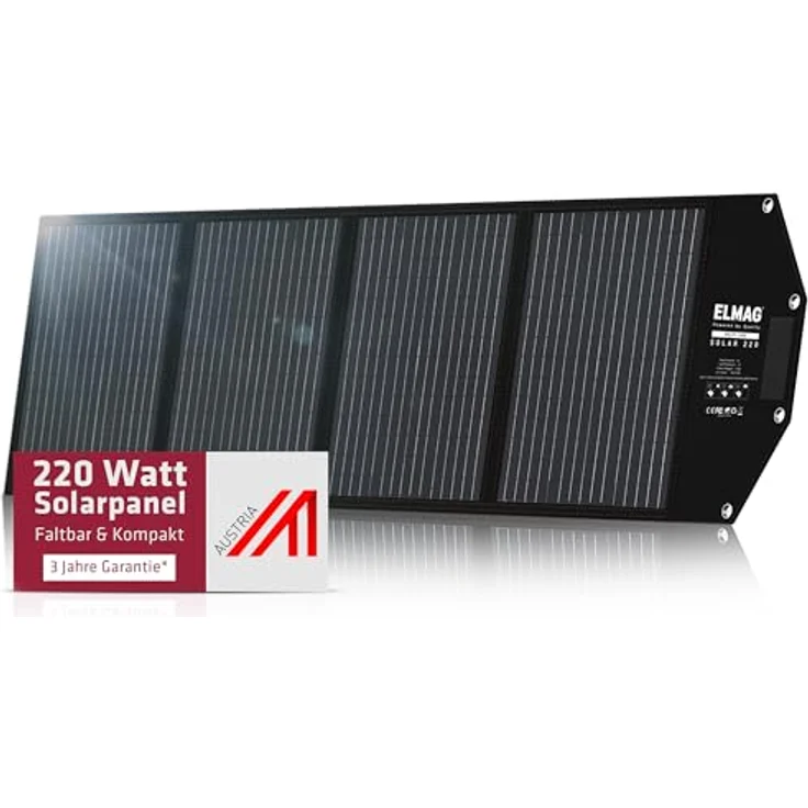 Elmag Faltbares Solarpanel SOLAR 220 - monokristallin, 220Wp, kompakt und transportabel mit integrierten Stützfüßen und Befestigungsösen – Bild 1