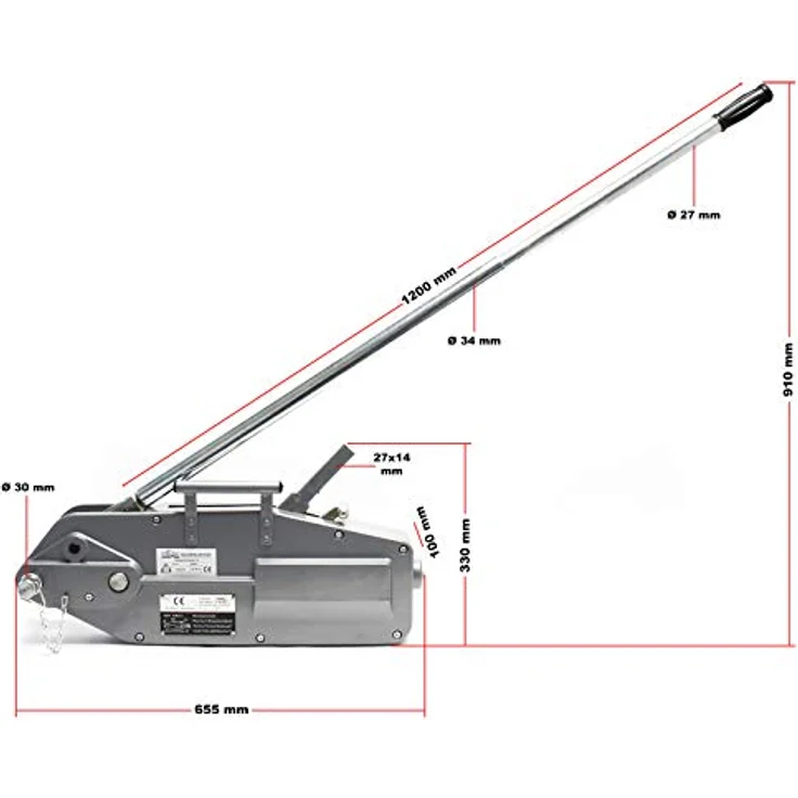 Seilzug bis 3200 kg mit 20 m Seil Ø 16 mm, mit Abscherstift und Lasthaken, zum Ziehen-Spannen-Heben – Bild 4