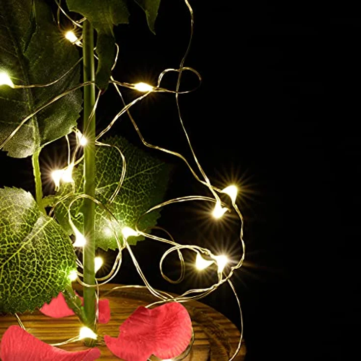 relaxdays Kunstblume Ewige Rose im Glas mit Licht, Höhe 22 cm, handgefertigt aus hochwertigen Materialien, romantische Atmosphäre (Rot) – Bild 9