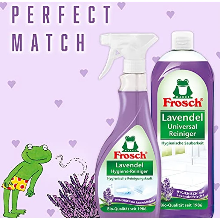 Frosch Lavendel Hygiene-Reiniger, Badreiniger, natürlich kraftvolle und hygienische Reinigung von abwischbaren Oberflächen, 2er Pack (2 x 500 ml) – Bild 4