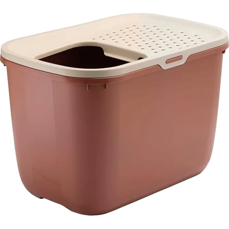 Savic Katzentoilette Hop In, urlaubsfreundlicher Einstieg oben, farbe champagne-rose/terrakotta, für große Katzenrassen geeignet