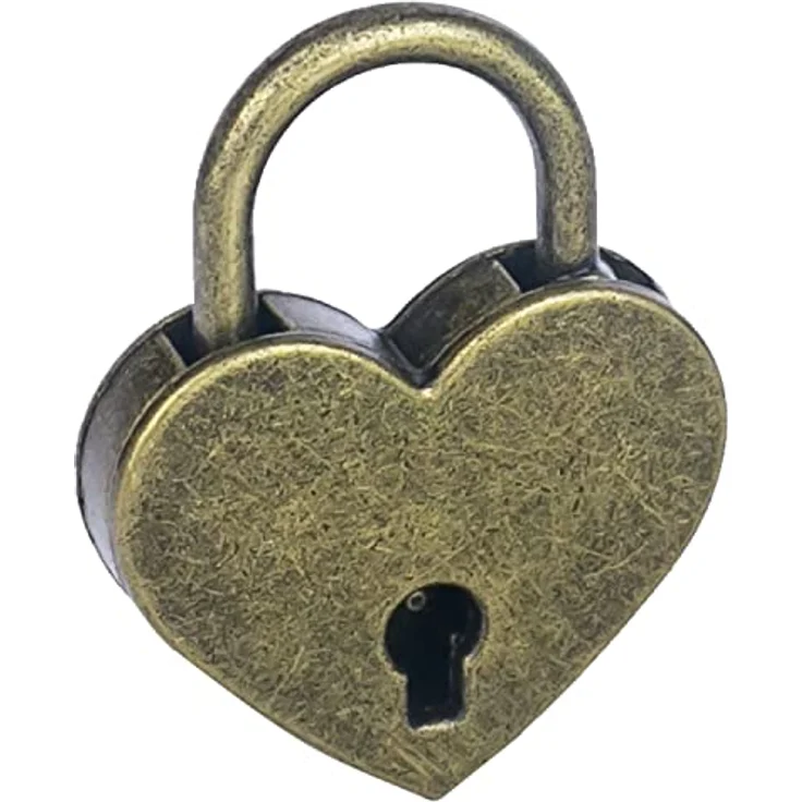 HMF Vintage Deko Vorhängeschloss mit Schlüssel in Herzform | 3,9 x 3 x 0,7 cm | Bronze – Bild 4