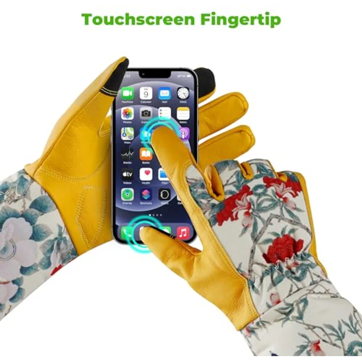 Mustbau Lange Gartenhandschuhe für Damen, wasserabweisende Kunstleder Gauntlet mit Anti-Rutsch-Handflächen und verstärkten Fingerspitzen, XL – Bild 3