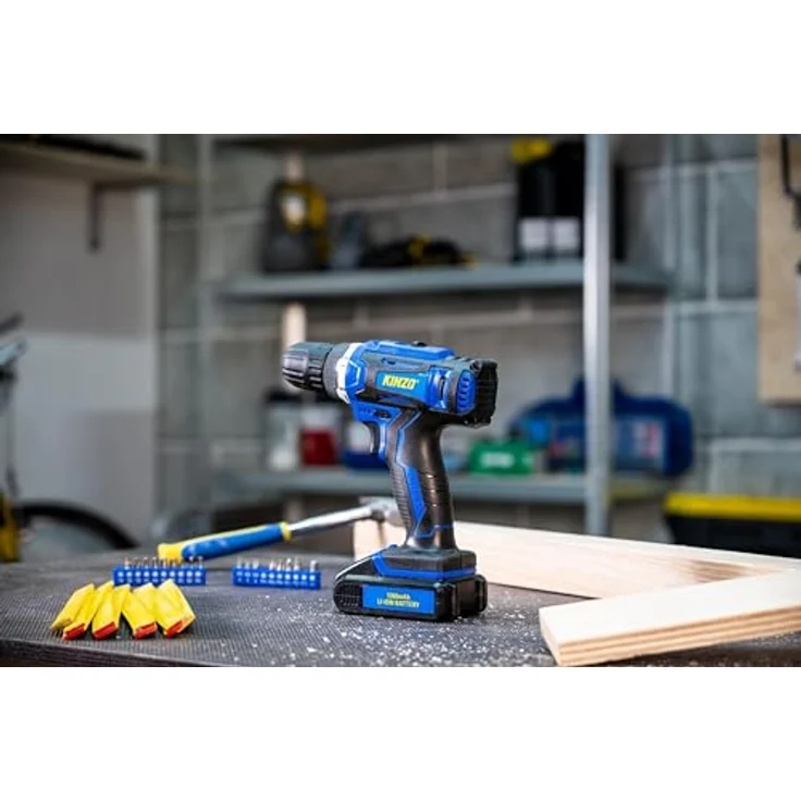 KINZO Akkuschrauber 14.4V, Akku Bohrmaschine für Holz, Metall und Kunststoff mit LED Licht, 1300mAh Li-Ion, Blau – Bild 8