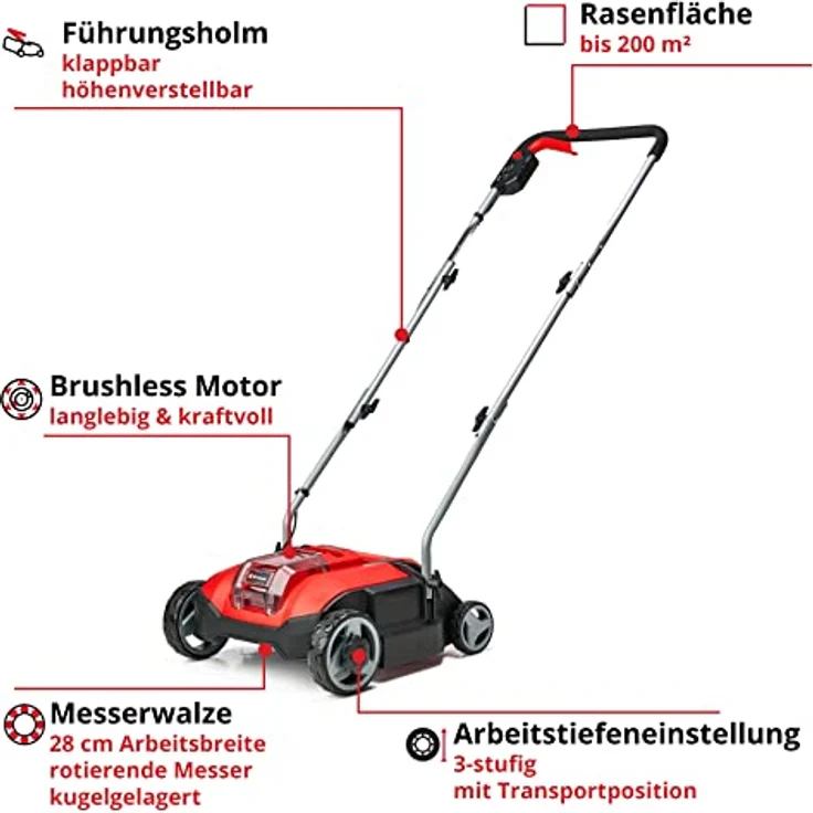 Einhell 18 V Akku-Vertikutierer-Lüfter GC-SC 18-28 Li Power X-Change | Solo-Gerät – Bild 3