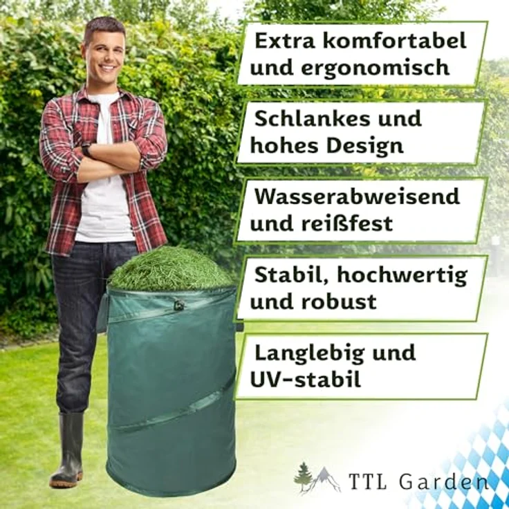 TTL Garden Pop Up Laubsäcke 3 x 120L, Gartensack, robuster Sack für Gartenabfall, Abfallsack faltbar – Bild 4