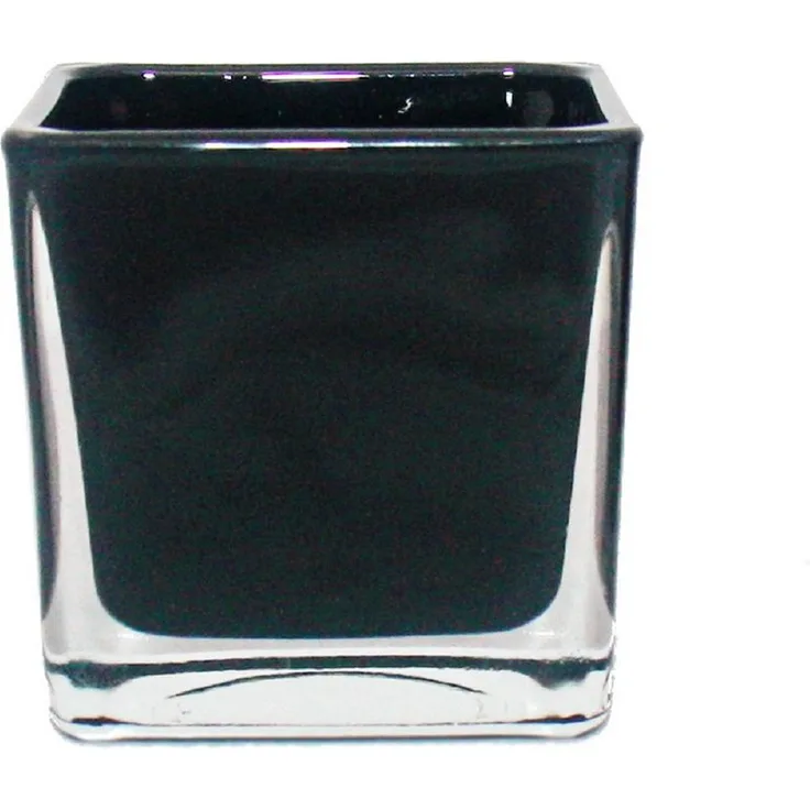 Exotenherz Übertopf Glas-Würfel, Blumentopf 6x6x6cm, schwarz