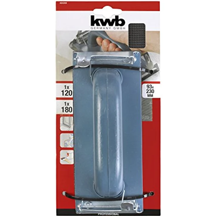 kwb Handschleifer-Set – 3-tlg. inkl. Schleifklotz mit Klemmvorichtung und Schleifgitter 93 mm x 230 mm (2 Stk.) - Preisvergleich – Bild 3