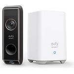 eufy Security Video Doorbell Dual Camera, Akkubetriebene Video Türklingel mit Kamera & Homebase, Bewegungssensor, Paketerkennung, 2K HD, Gebührenfrei, 16GB lokale Speicherung (Generalüberholt)