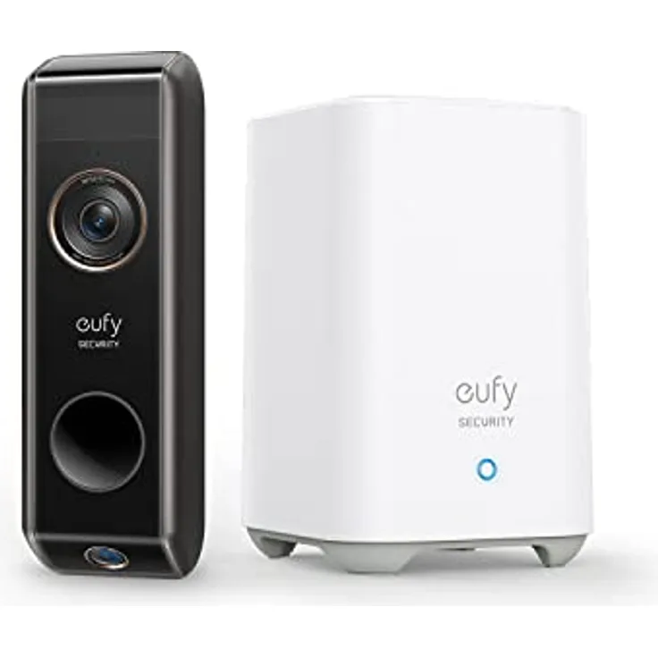 eufy Security Video Doorbell Dual Camera, Akkubetriebene Video Türklingel mit Kamera & Homebase, Bewegungssensor, Paketerkennung, 2K HD, Gebührenfrei, 16GB lokale Speicherung (Generalüberholt)