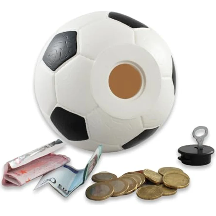 HMF 4790-01 Spardose Fußball Lederoptik 15 cm Durchmesser, schwarz weiß – Bild 4