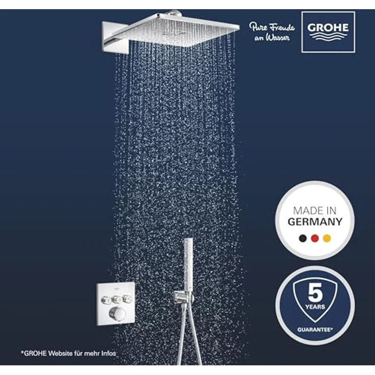 Grohe Precision Smartcontrol Duschsystem, Unterputz Thermostat mit 3 Absperrventilen, Quickfix, chrom – Bild 3