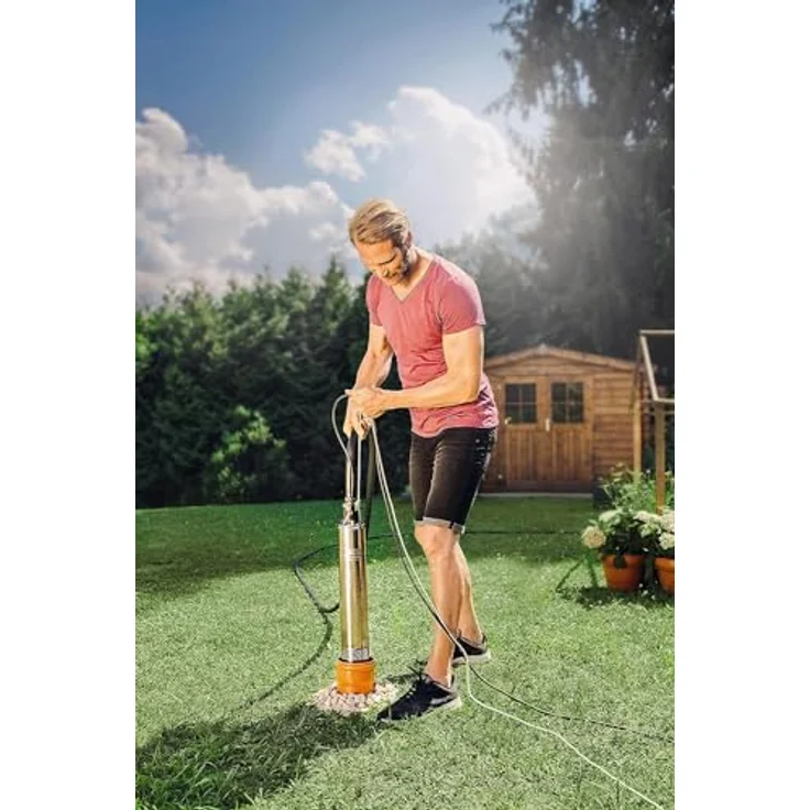 Einhell Tiefbrunnenpumpe GC-DW 1000 N (1000 W, 6500 L-h, 45 m Förderhöhe, 99 mm Pumpendurchmesser, Druckanschluss und Schmutzsieb aus Edelstahl, mehrstufiges Pumpenrad, Überlastschalter) Tiefbrunnenpumpe – Bild 3