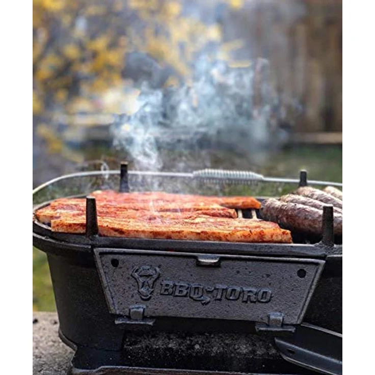 BBQ-Toro Gusseisen Grilltopf mit Grillrost | 50 x 25 x 23 cm | Hibachi Style Holzkohle Campinggrill – Bild 2