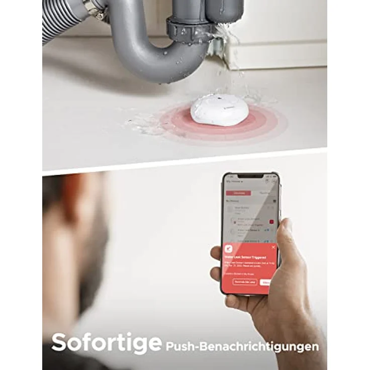 X-Sense Smart Wassermelder, kompakter WLAN Wassersensor mit 110 dB Alarm und 500 m Reichweite, IP66 wasserdicht, für Küchen, Keller und Badezimmer – Bild 3