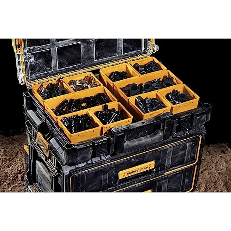 DeWALT Tough System 2.0 Box DWST83394-1, Organizer mit 9 l Volumen und IP65 Schutzart, transparent – Bild 5