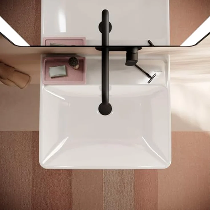 hansgrohe Xanuia Q Waschtisch, Waschbecken ohne Hahnloch, mit Überlauf, 550x480mm, glänzend weiss – Bild 7