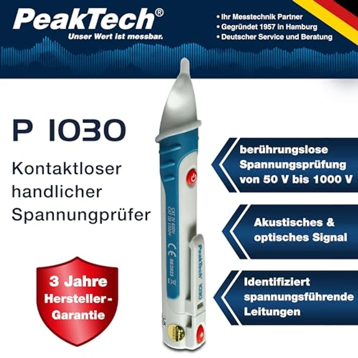 PeakTech Berührungsloser Spannungsprüfer 90...1000 VAC PeakTech 1030 – Bild 2
