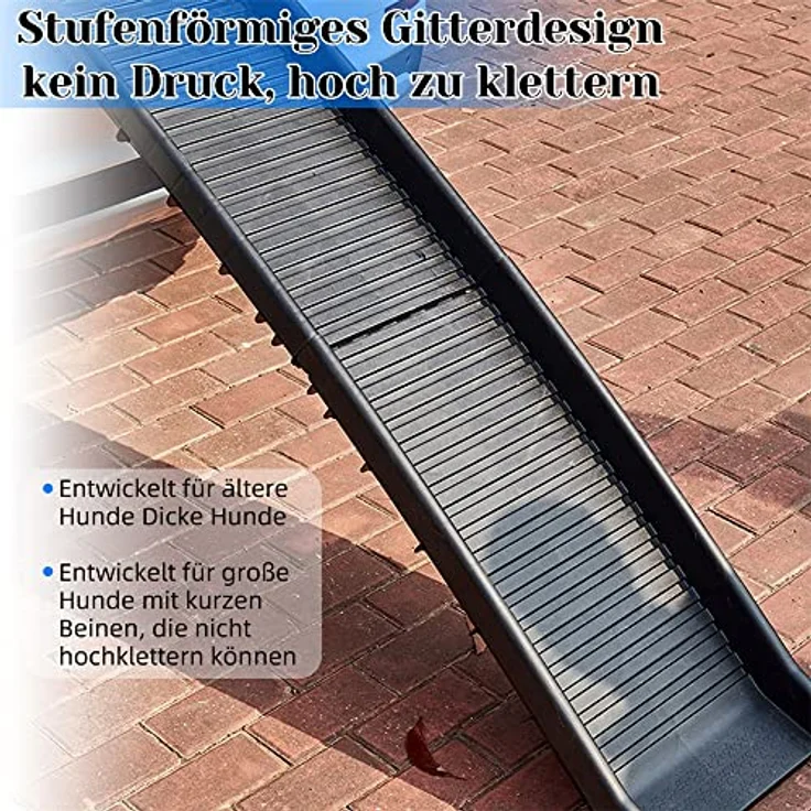 Melko Hunderampe 157,5 x 39,5 x 8,5 cm Kunststoff Hundetreppe mit Anti-Rutsch-Belag, klappbar – Bild 5