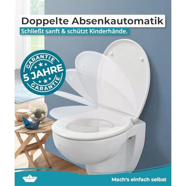 Calmwaters WC Sitz Motiv Sandstrand, Absenkautomatik, 2 Montage Optionen, antibakterieller Duroplast, 250 kg Tragkraft – Bild 3