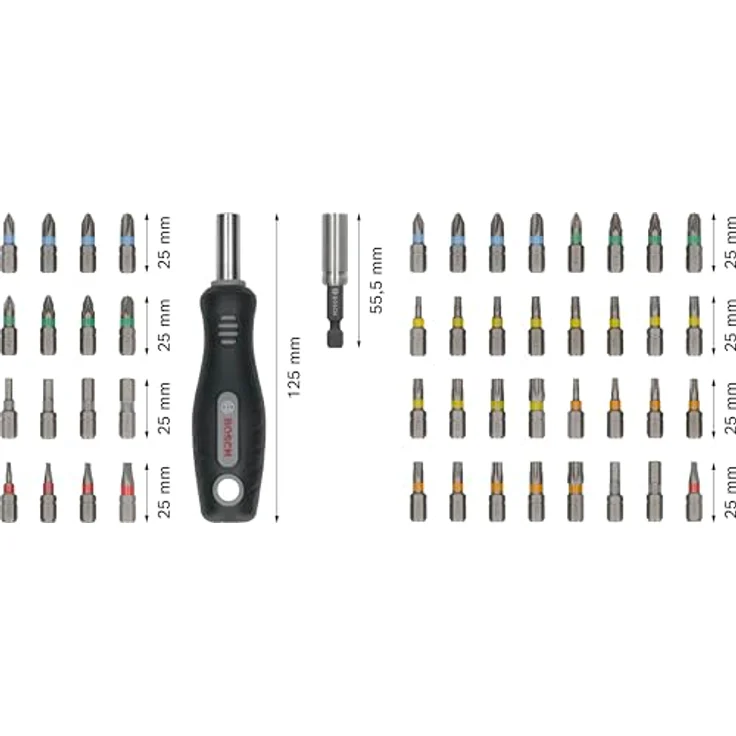 Bosch Accessories 2607012081 Bit-Set, 50-tlg. farbcodiert mit S2-Stahl und robustem Pick and Click-Koffer – Bild 3