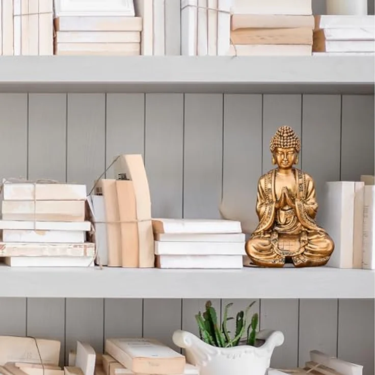 Zen Light Buddha Meditation Gold Dekofigur Harz, Einheitsgröße – Bild 8