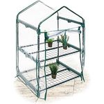 Relaxdays Anzucht Gewächshaus mit 2 Ablagen 92 x 70 x 50 cm HxBxT, Balkon Foliengewächshaus platzsparend, transparent